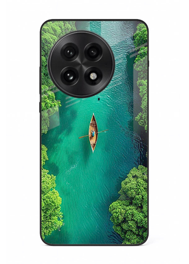 Emerald River Boat calm green river artwork OnePlus 13R glass back cover