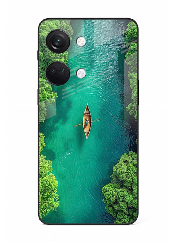 Emerald River Boat calm green river artwork OnePlus Nord 3 glass back cover