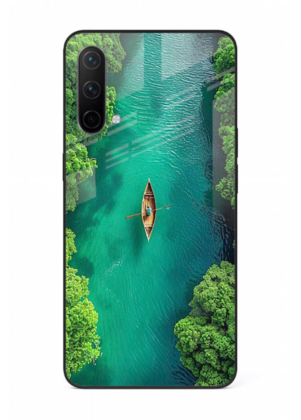 Emerald River Boat calm green river artwork OnePlus Nord CE 5G glass back cover