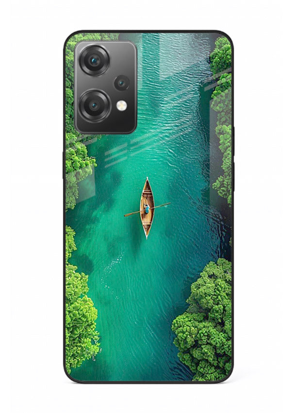 Emerald River Boat calm green river artwork OnePlus Nord CE2 Lite 5G glass back cover