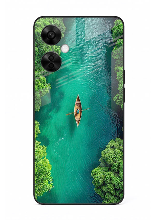 Emerald River Boat calm green river artwork OnePlus Nord CE3 Lite glass back cover