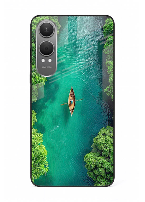 Emerald River Boat calm green river artwork OnePlus Nord CE4 Lite glass back cover