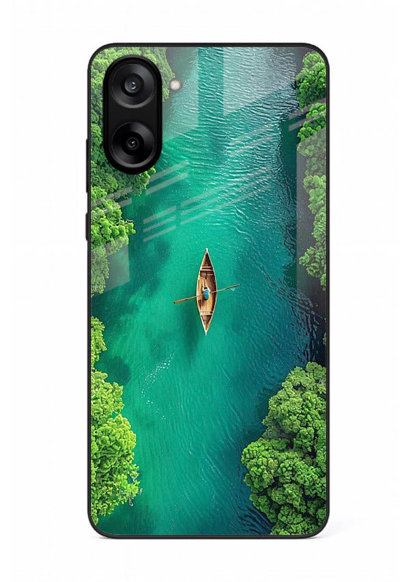 Emerald River Boat calm green river artwork OnePlus Nord CE5 glass back cover