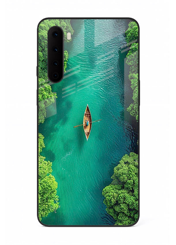 Emerald River Boat calm green river artwork OnePlus Nord glass back cover