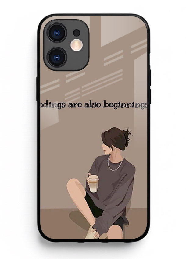 Ending Beginnings Boy aesthetic artwork iphone 12 glass back cover