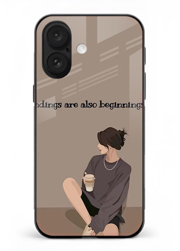 Ending Beginnings Boy aesthetic artwork iphone 18 glass back cover