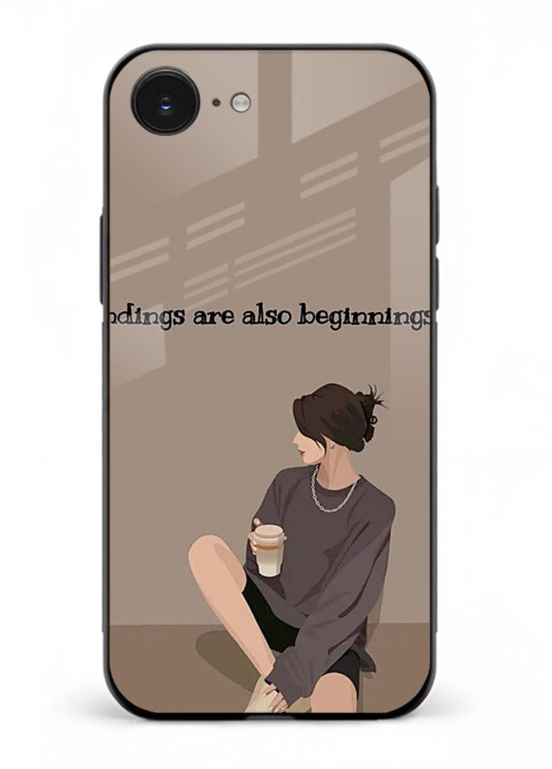 Ending Beginnings Boy aesthetic artwork iphone 16e glass back cover