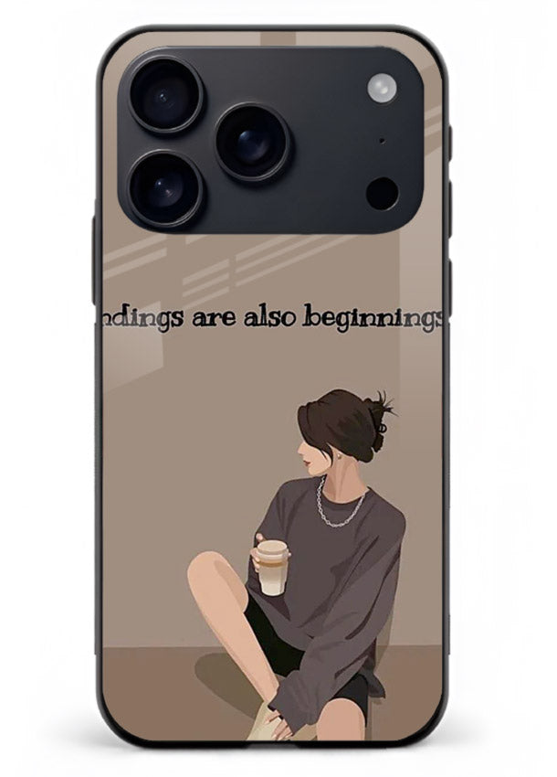Ending Beginnings Boy aesthetic artwork iphone 18 pro max glass back cover