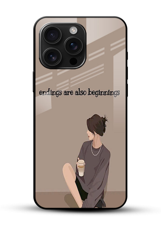 Ending Beginnings Boy aesthetic artwork glossy vibrant premium glass back cover - Angle Front