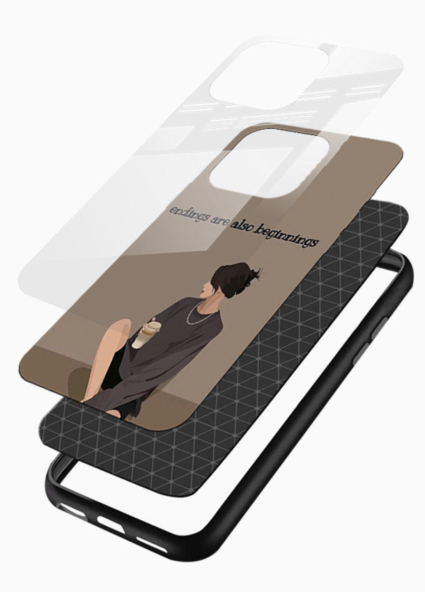 Ending Beginnings Boy aesthetic artwork glossy vibrant premium glass back cover - Angle Layers