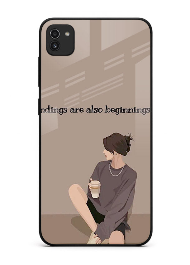 Ending Beginnings Boy aesthetic artwork Samsung A03 glass back cover