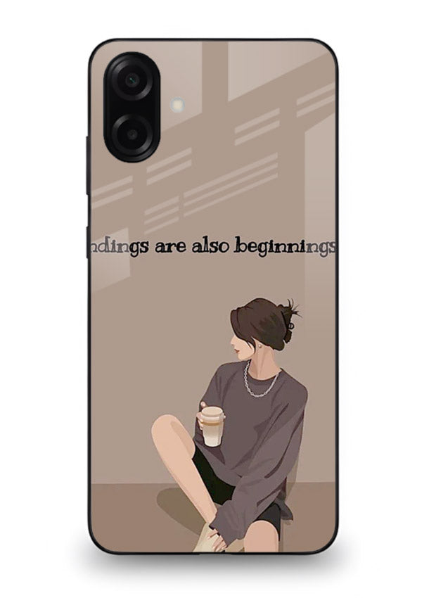 Ending Beginnings Boy aesthetic artwork Samsung A07 4G glass back cover
