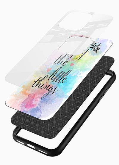 Watercolor splash quote printed on glossy vibrant premium glass back cover with colorful soft tones. - Angle Layers