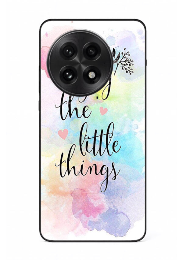 Watercolor splash quote printed on OnePlus 13R glass back cover with colorful soft tones.