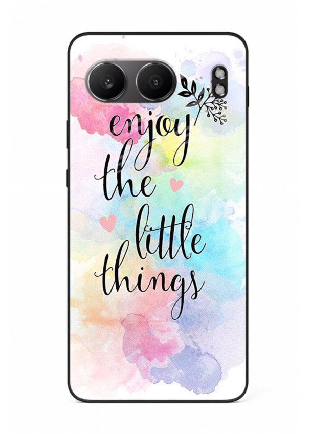 Watercolor splash quote printed on OnePlus Nord 4 glass back cover with colorful soft tones.
