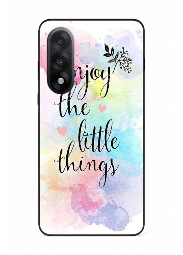 Watercolor splash quote printed on OnePlus Nord 5 glass back cover with colorful soft tones.