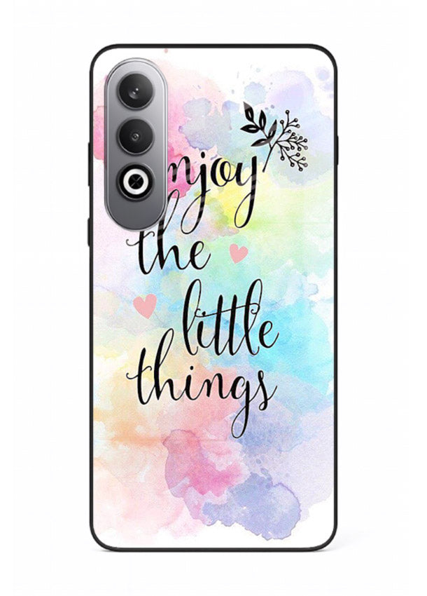 Watercolor splash quote printed on OnePlus Nord CE4 glass back cover with colorful soft tones.