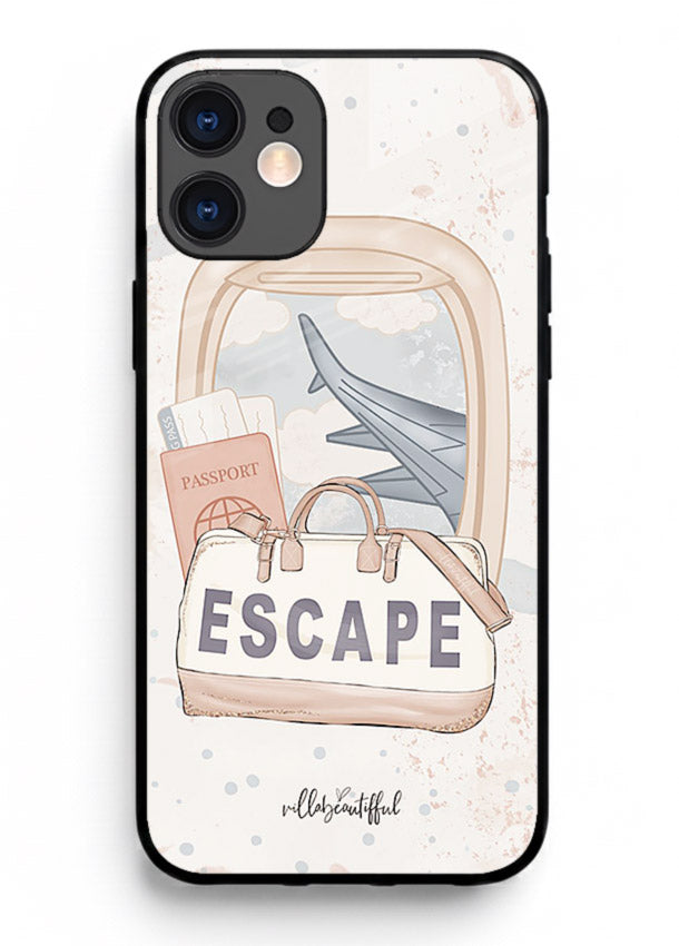 Escape Travel Bag minimal artwork iphone 12 mini glass back cover
