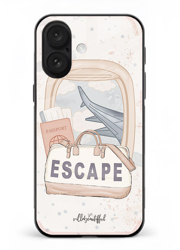 Escape Travel Bag minimal artwork iphone 17 glass back cover