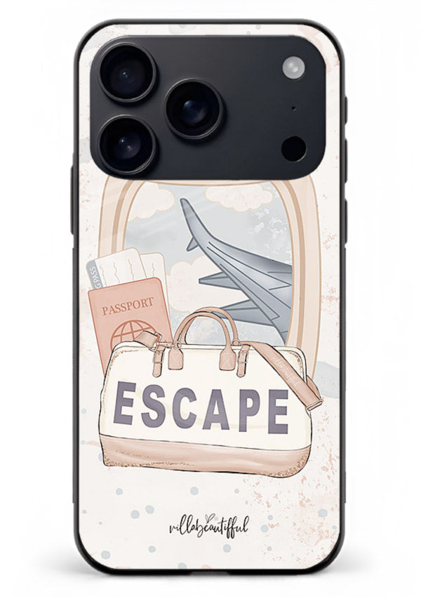 Escape Travel Bag minimal artwork iphone 18 pro max glass back cover