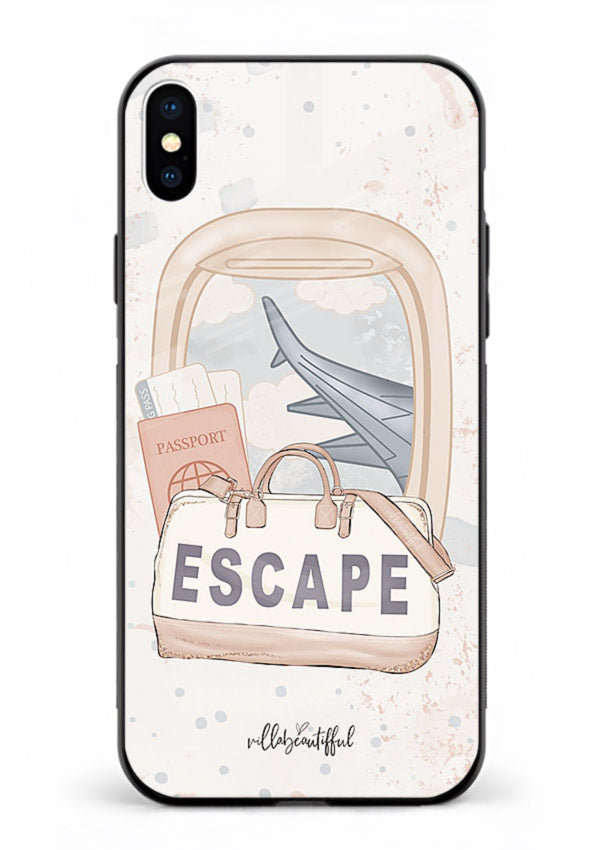Escape Travel Bag minimal artwork iphone xs max glass back cover