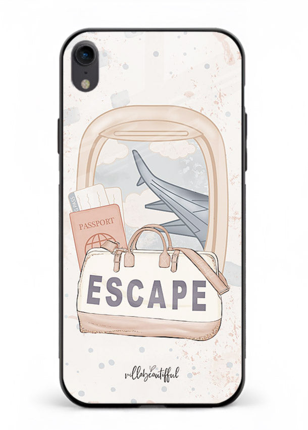 Escape Travel Bag minimal artwork iphone xr glass back cover