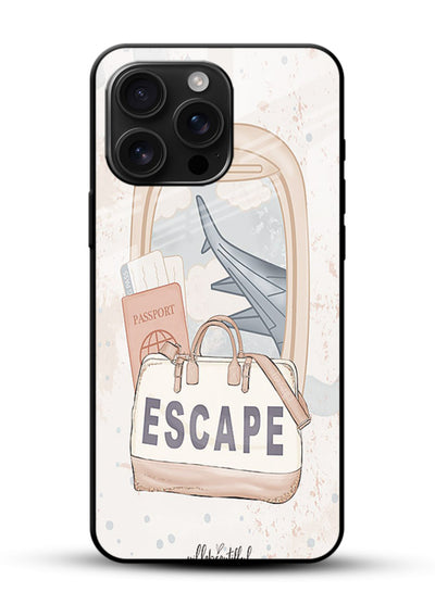 Escape Travel Bag minimal artwork glossy vibrant premium glass back cover - Angle Front