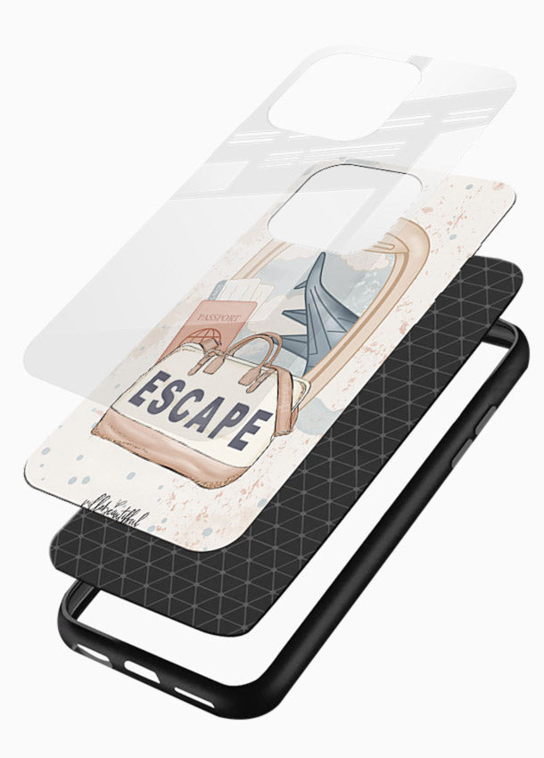 Escape Travel Bag minimal artwork glossy vibrant premium glass back cover - Angle Layers