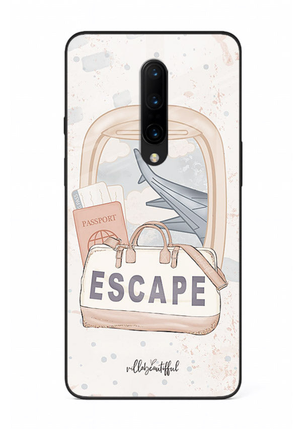 Escape Travel Bag minimal artwork OnePlus 7 Pro glass back cover