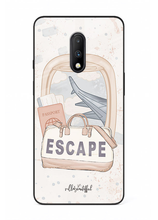 Escape Travel Bag minimal artwork OnePlus 7 glass back cover