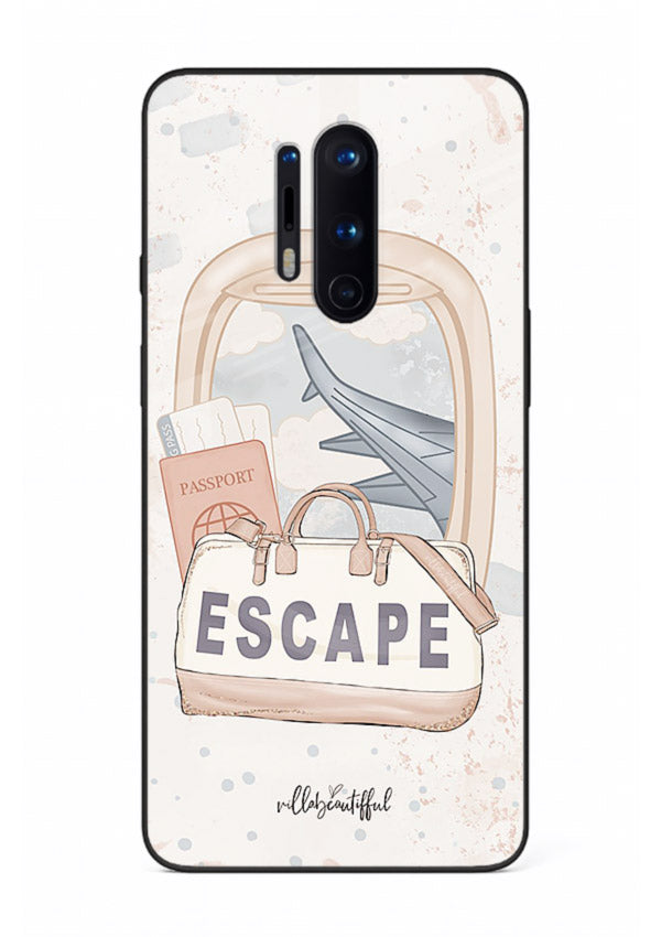 Escape Travel Bag minimal artwork OnePlus 8 Pro glass back cover