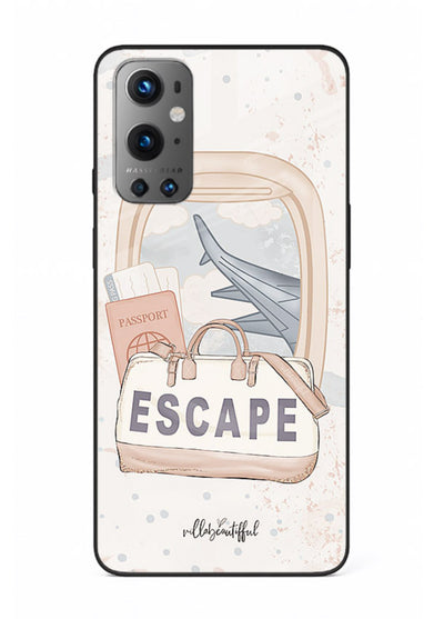 Escape Travel Bag minimal artwork OnePlus 9 glass back cover