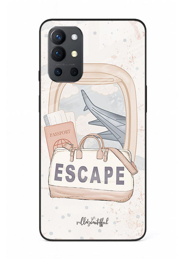 Escape Travel Bag minimal artwork OnePlus 9R glass back cover