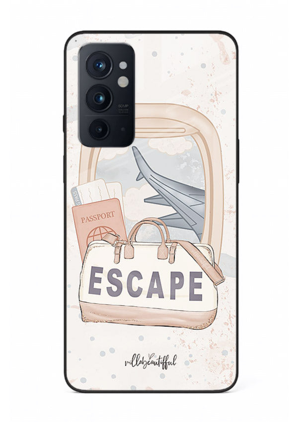 Escape Travel Bag minimal artwork OnePlus 9RT glass back cover