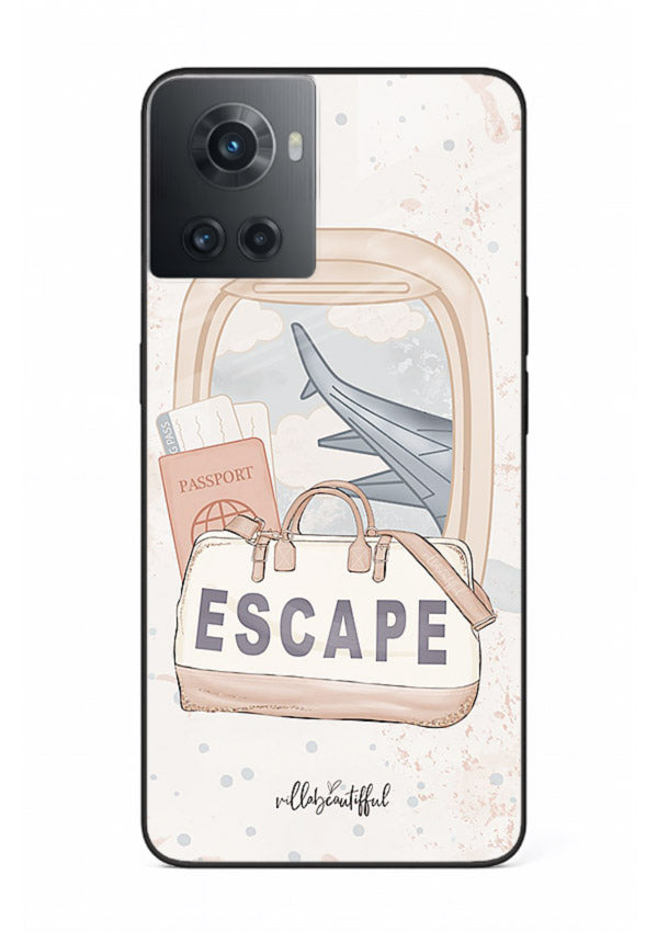 Escape Travel Bag minimal artwork OnePlus 10R glass back cover