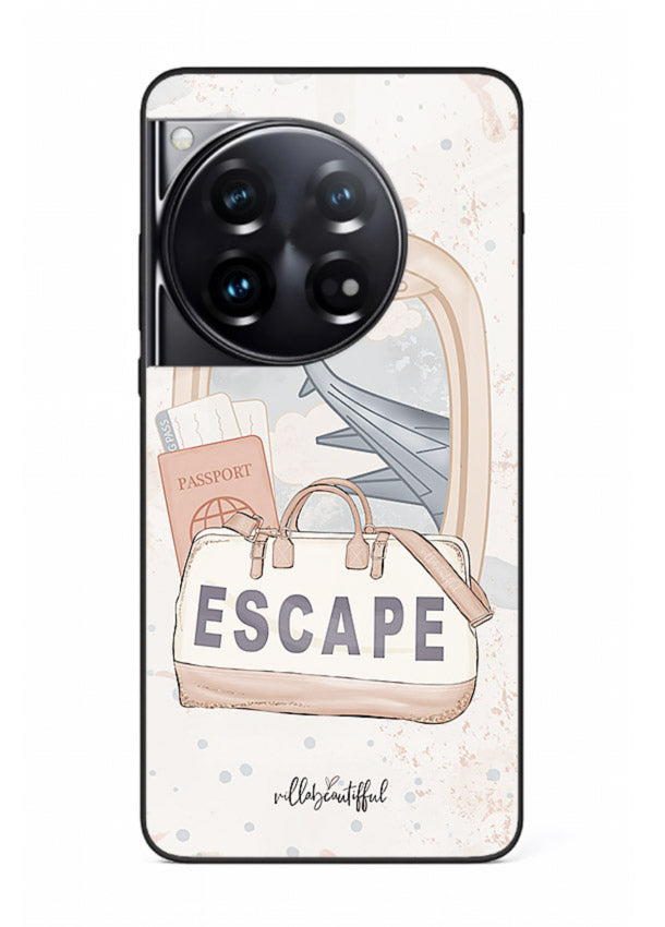 Escape Travel Bag minimal artwork OnePlus 12 glass back cover