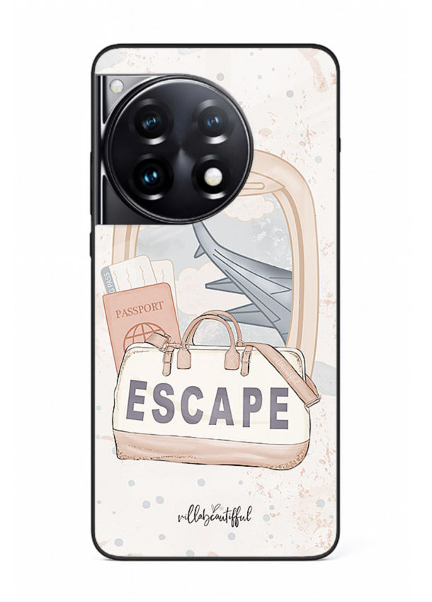 Escape Travel Bag minimal artwork OnePlus 12R glass back cover