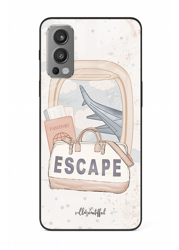 Escape Travel Bag minimal artwork OnePlus Nord 2 glass back cover
