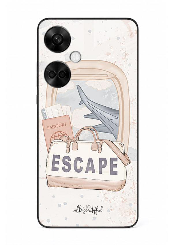 Escape Travel Bag minimal artwork OnePlus Nord CE3 glass back cover