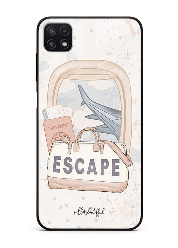 Escape Travel Bag minimal artwork Samsung F42 5G glass back cover