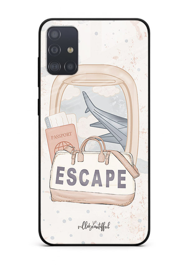 Escape Travel Bag minimal artwork Samsung A51 glass back cover