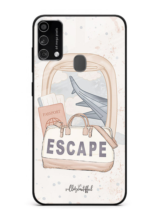 Escape Travel Bag minimal artwork Samsung F41 glass back cover