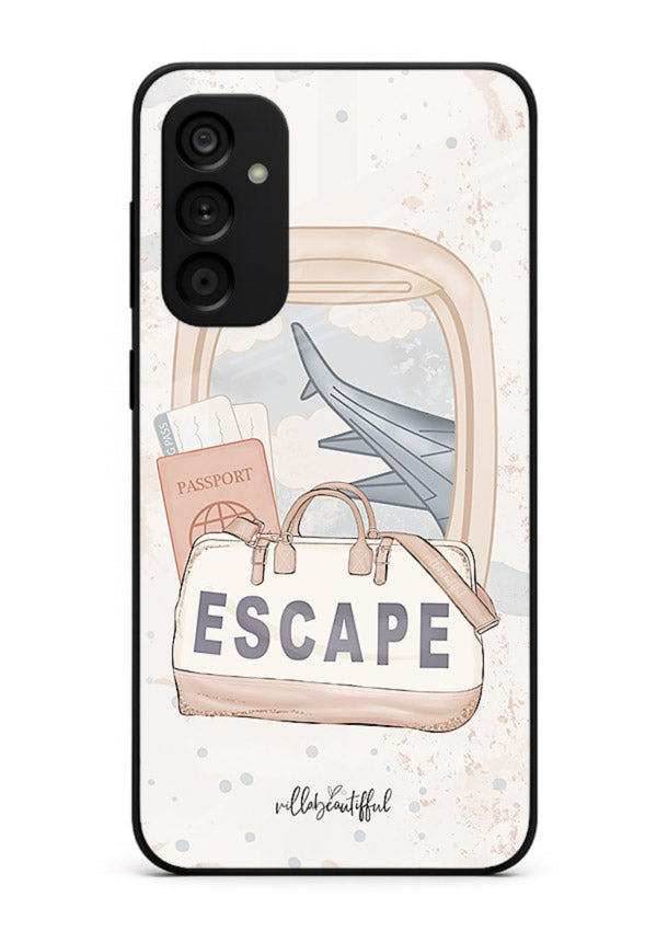 Escape Travel Bag minimal artwork Samsung A34 5G glass back cover