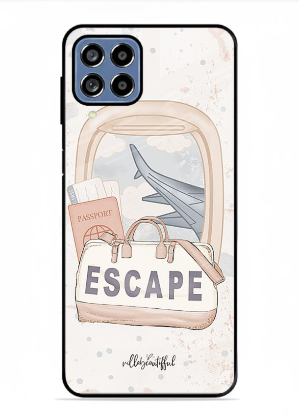 Escape Travel Bag minimal artwork Samsung F22 4G glass back cover