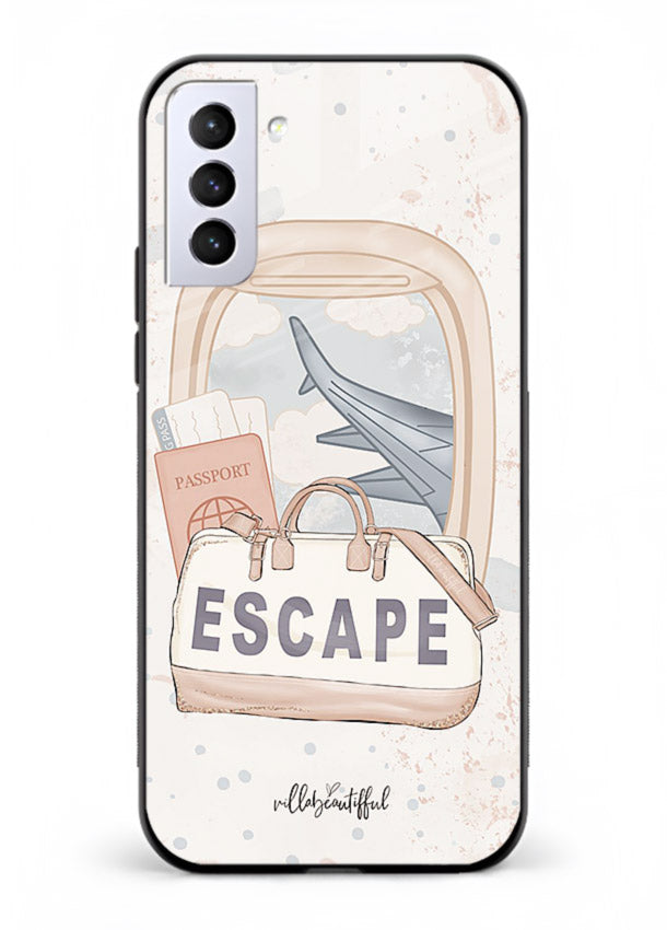 Escape Travel Bag minimal artwork Samsung S21 FE glass back cover