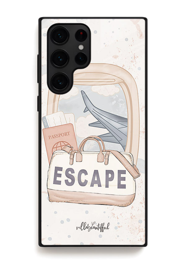 Escape Travel Bag minimal artwork Samsung S24 Ultra glass back cover