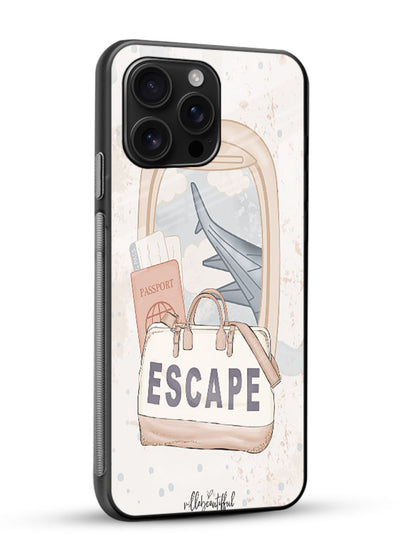 Escape Travel Bag minimal artwork glossy vibrant premium glass back cover - Angle Side