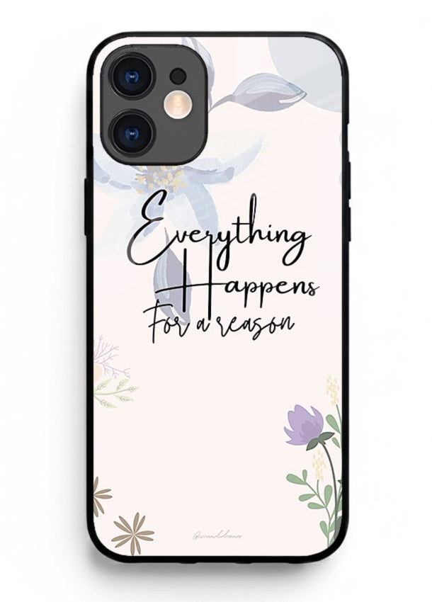 Pastel floral quote printed on iphone 11 glass back cover with calming tones.