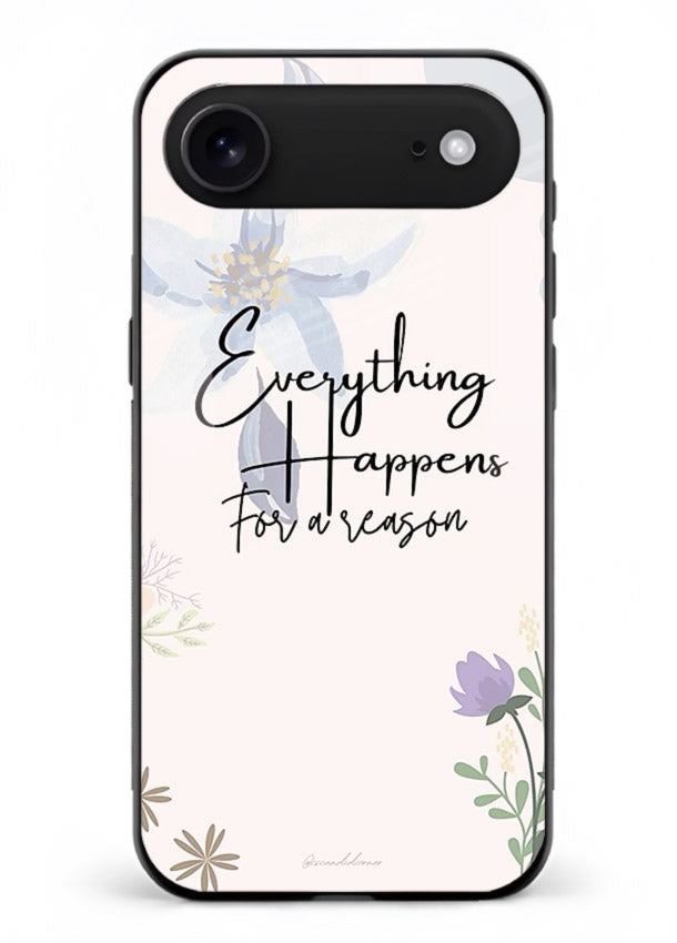 Pastel floral quote printed on iphone 18 air glass back cover with calming tones.