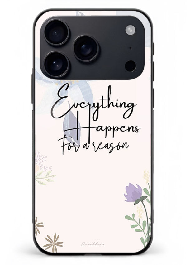 Pastel floral quote printed on iphone 18 pro max glass back cover with calming tones.